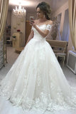 Ball Gown Off The Shoulder A Line Tulle With Applique Court Train Wedding Dresses Rjerdress