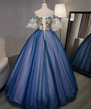 Ball Gown Off the Shoulder Short Sleeve Lace up Sweetheart Prom Dresses with Appliques RJS991 Rjerdress