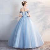Ball Gown Off the Shoulder Tulle Lace up Sweetheart  Quinceanera Dresses With Appliques Rjerdress
