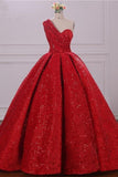 Ball Gown One Shoulder Sequins Red Sweetheart Prom Dresses Quinceanera Dresses Rrjs39 Rjerdress