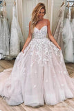 Ball Gown Pink Spaghetti Straps Sweetheart Wedding Dresses Tulle Bride Gown Rjerdress