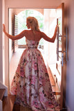 Ball Gown Printed Satin Sweetheart Sleeveless Wedding Dress RJS684 Rjerdress