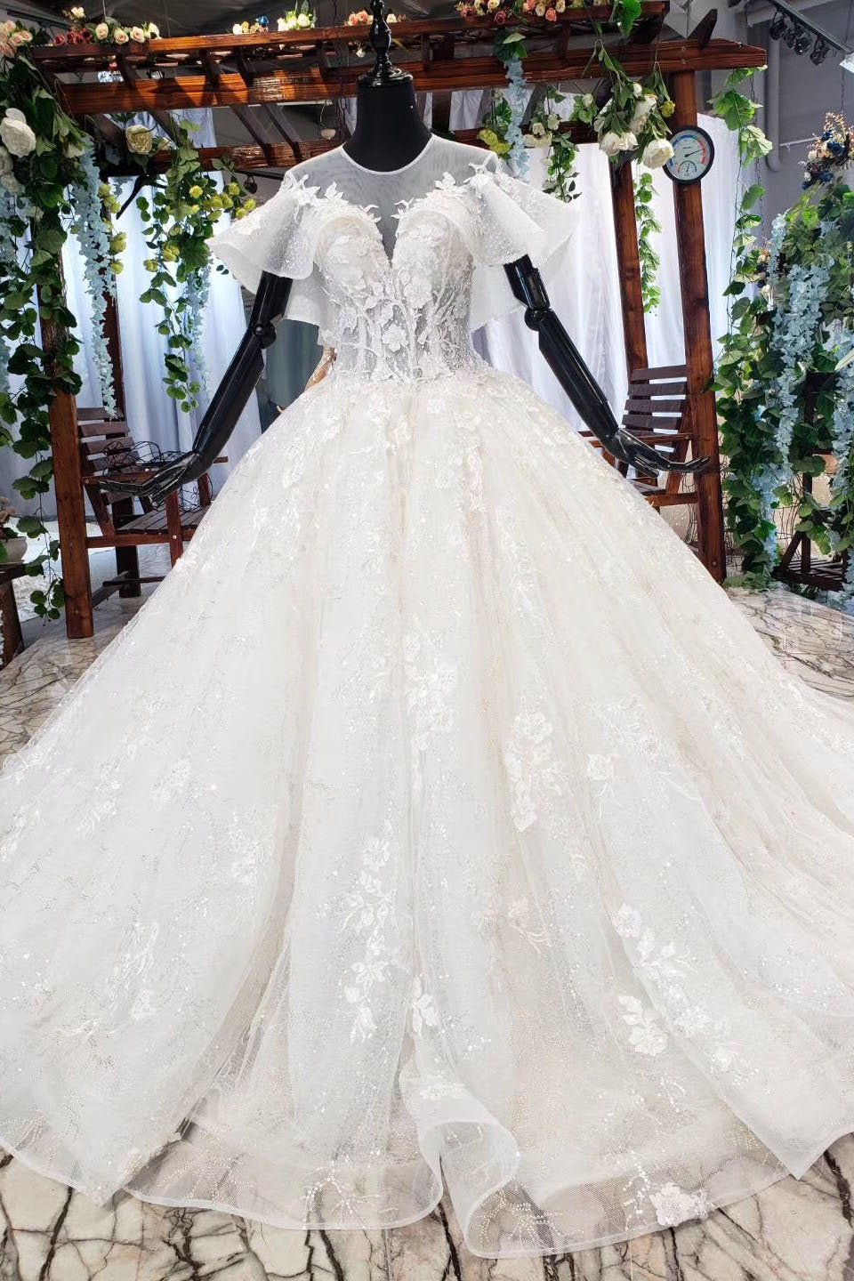 Champagne Ivory Detachable Train Lace Mermaid Wedding Dress With Pearls,  Sashes, Lace Applique, And Sheer Neckline Fashionable Bridal Gown 2019 From  Lovemydress, $130.11 | DHgate.Com