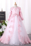 Ball Gown Scoop Flower Girl Dresses Tulle With Applique Rjerdress