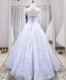 Ball Gown Sleeveless Sweetheart Floor-Length Applique Tulle Prom Dresses Rjerdress