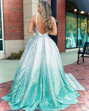 Ball Gown Spaghetti Straps Open Back Ombre Prom Dresses Rjerdress