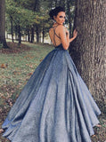 Ball Gown Spaghetti Straps Prom Dresses V Neck Party Gown Formal Wear Rjerdress