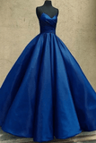 Ball Gown Spaghetti Straps Satin Floor Length Prom Dresses, Long Quinceanera Dresses Rjerdress