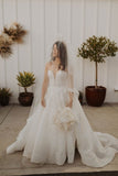 Ball Gown Strapless Sweetheart Ivory Wedding Dresses with Appliques, Beach Wedding Gowns