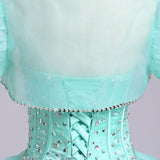 Ball Gown Sweetheart Organza Beads Lace up Ruffles Tiffany Blue Prom Quinceanera Dresses RJS178 Rjerdress