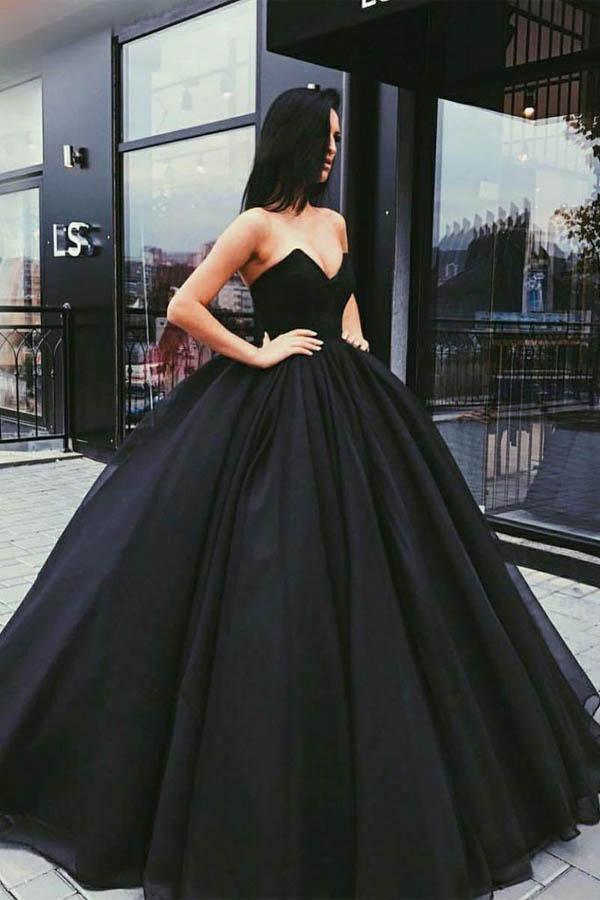 Ball Gown Sweetheart Prom Dresses Organza Sweep Train Rjerdress