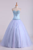 Ball Gown Sweetheart Prom Dresses Tulle & Lace With Beading Quinceanera Dresses Rjerdress