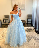 Ball Gown Sweetheart Strapless Embroidery Prom Dresses Off The Shoulder Long Evening Dresses RJS364