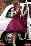 Ball Gown V-Neck Elegant Modest Cocktail Dresses Bridesmaid Dresses