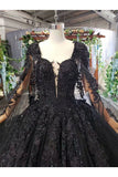 Ball Gown Wedding Dresses V Neck Long Sleeves Top Quality Appliques Tulle Beading Rjerdress