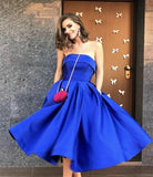 Ball Gown Yellow Strapless Homecoming Dresses with Pockets Short Prom Dresses H1225 Rjerdress
