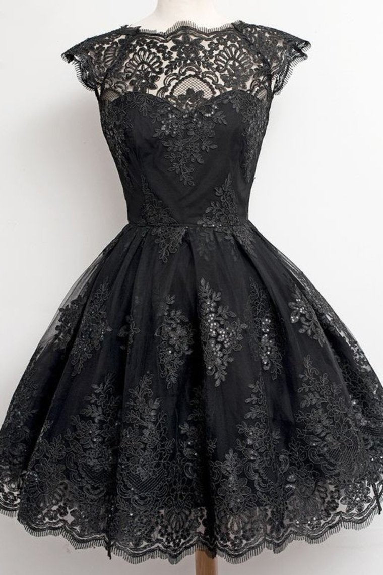 Bateau Homecoming Dresses A Line Tulle With Applique Rjerdress