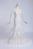 Bateau Long Sleeves Bridal Dress Mermaid/Trumpet Court Trian With Applique Rjerdress