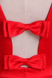 Bateau Neckline A-Line Hoco Dresses With Handmade Bowknot Organza & Satin Rjerdress