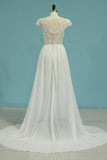 Beach Bridal Dresses A-Line V-Neck Chiffon Full Beaded Top Rjerdress