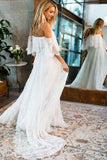 Beach Wedding Dresses Half Sleeve Off the Shoulder Lace Sexy Simple Boho Bride Gowns
