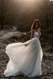Beach Wedding Dresses Spaghetti Straps Tulle With Applique A Line Open Back Rjerdress