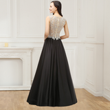 Beading Bodice Black Floor Length Prom Dresses Evening Dresses Rjerdress