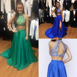 Beading Crystal Sexy  Two Piece Long A Line Formal Dresses Prom Dresses RJS729 Rjerdress