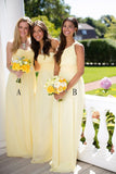 Beautiful Daffodil A-line Long Chiffon Bridesmaid Dresses Rjerdress