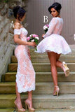 Beautiful Ivroy And Pink Lace Bridesmaid Dresses Rjerdress
