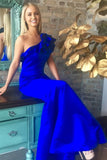 Beautiful Sheath Long One Shoulder Royal Blue Prom Dresses Women Dresses Rjerdress