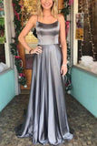 Beautiful Silver Gray Long A-Line Spaghetti Straps Prom Dresses Rjerdress