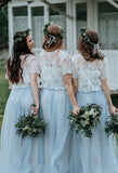 Beautiful Simple Two Pieces Tulle & Lace Long Bridesmaid Dresses Rjerdress