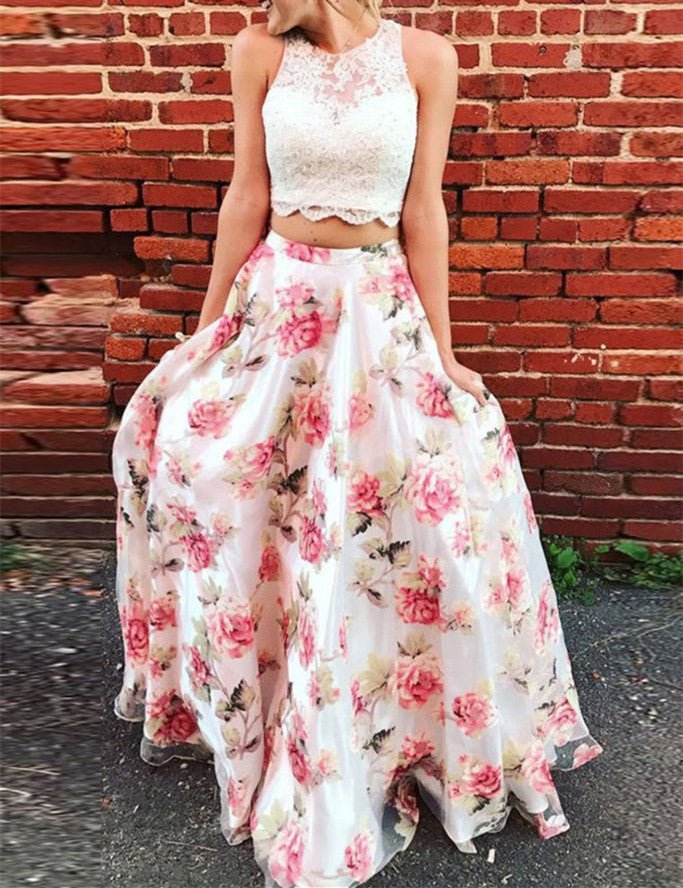 Beautiful Two Pieces A-Line Prom Dresses For Girls Rjerdress