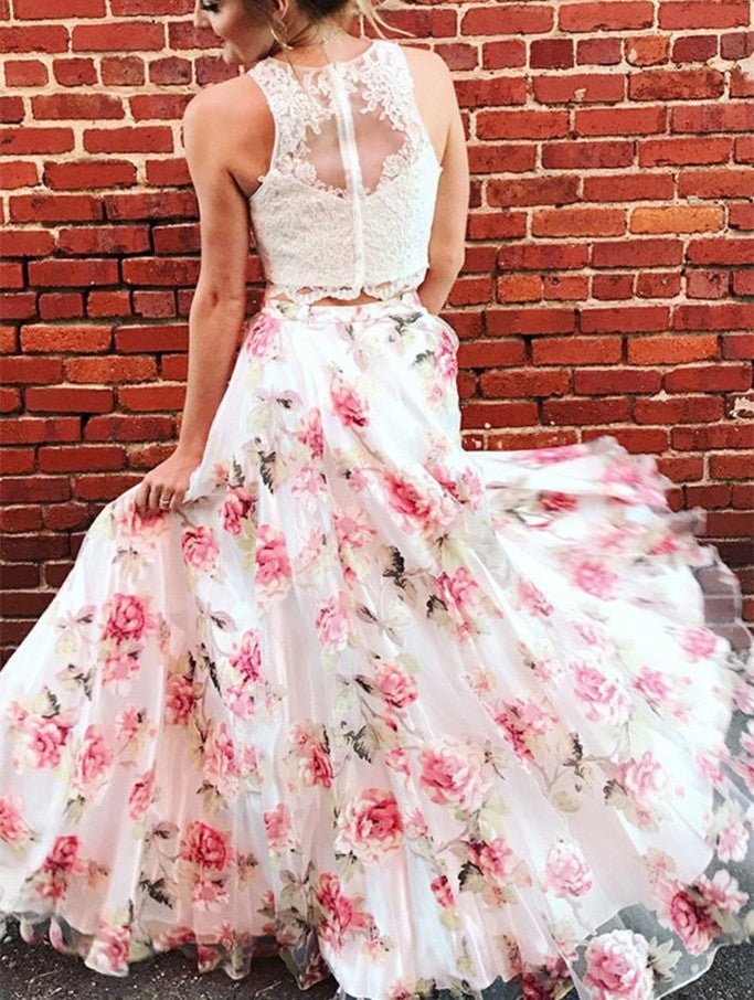 Beautiful Two Pieces A-Line Prom Dresses For Girls Rjerdress