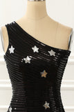 Black Bodycon One Shoulder Sequin Star Above Keen Homecmong Dress Rjerdress