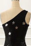 Black Bodycon One Shoulder Sequin Star Above Keen Homecmong Dress Rjerdress