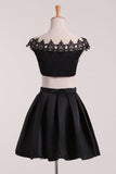 Black Homecoming Dresses Bateau Satin Short/Mini Rjerdress