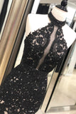 Black Lace Mermaid Long Tulle Halter Backless Beads Prom Dresses Cheap Evening Dresses RJS224 Rjerdress