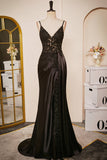 Black Mermaid Backless Lace Prom Dresses Floor-Length Evening Gowns RJS967