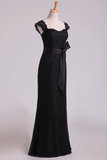 Black Off The Shoulder Bridesmaid Dresses Sheath Floor Length Lace Rjerdress
