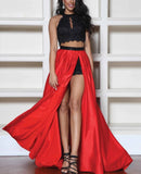 Black/Red Two Piece Shorts Prom Dresses RJS193 Rjerdress