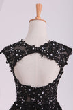 Black Scoop Short/Mini Hoco Dresses A Line Tulle With Applique And Beading Rjerdress