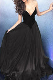 Black chiffon v-neck sweetheart A-line long evening dress for teens sexy prom dresses RJS355 Rjerdress