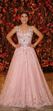 Blush Pink Tulle Beading Lace Appliques Prom Dresses Long Cheap Evening Dresses Rrjs609 Rjerdress
