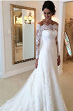 Boat Neck Mermaid Tulle With Applique Wedding Dresses Court Train Rjerdress