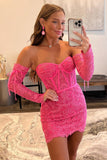Bodycon Lace Strapless Pink Homecoming Dress Short Prom Dress Country Homecoming Gowns RJS903 Rjerdress