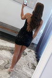 Bodycon Spaghetti Straps Sequin Lace Homecoming Cocktail Dresses Rjerdress