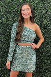 Bodycon Two Piece One Shoulder Tight Homecoming Dress RJS454 Rjerdress