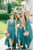 Bohemian Romantic A Line Tulle High Low Bridesmaid Dresses Rjerdress